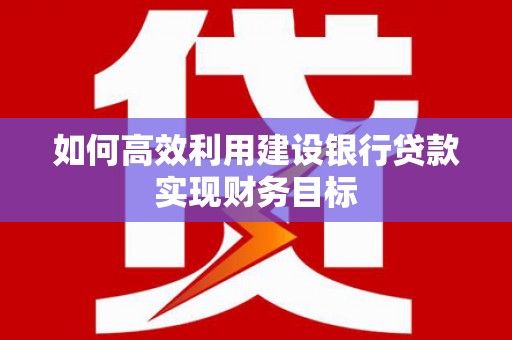 新平如何高效利用建设银行贷款实现财务目标