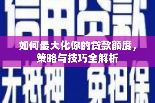 新平如何最大化你的贷款额度，策略与技巧全解析