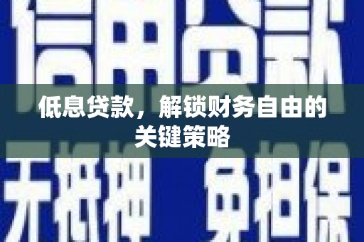 新平低息贷款，解锁财务自由的关键策略