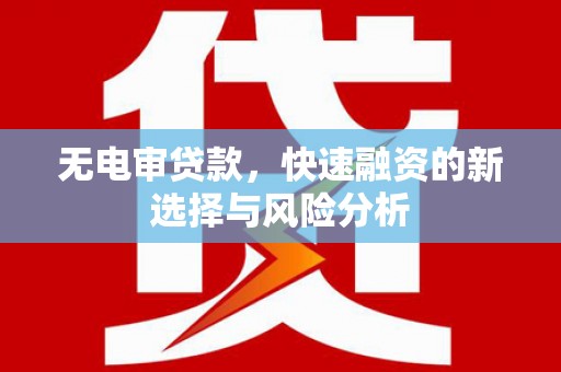 新平无电审贷款，快速融资的新选择与风险分析